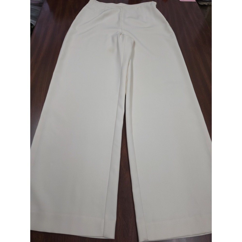 Amanda Smith Womens Cream Wide Leg Dress Pants Size 10 Career Formal High Rise